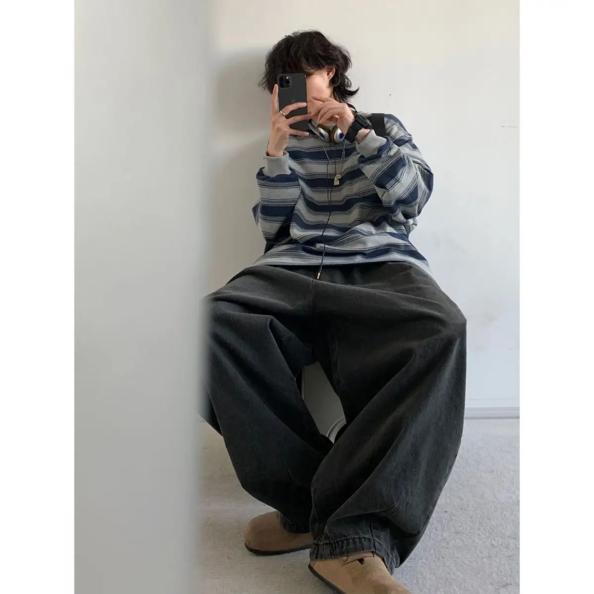 2026 Autumn New Japan Retro Striped Basic Round Neck Long Sleeved Sweatshirt Korean Fashion Harajuku Men's Casual Loose Pullover