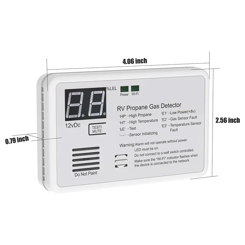A39Q-Propane Gas Detector,Digital RV Propane Gas Detector, Using DC 12V, 85Db Loud Alarm, Suitable For Homes And Rvs