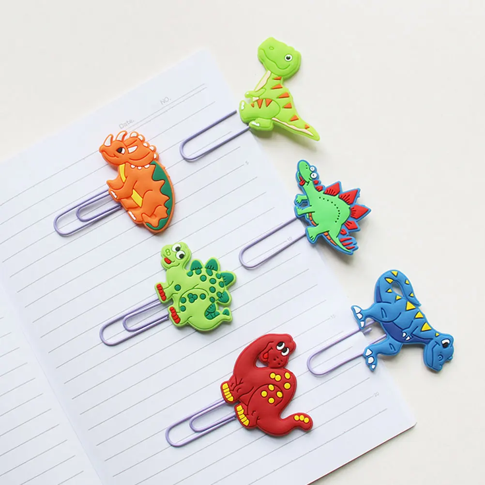 

8 Pcs Dinosaur PVC Bookmarks Cute Paper Clips Decorative Cartoon Stationery Small Adorable Office Home Use Unique Gift for Files
