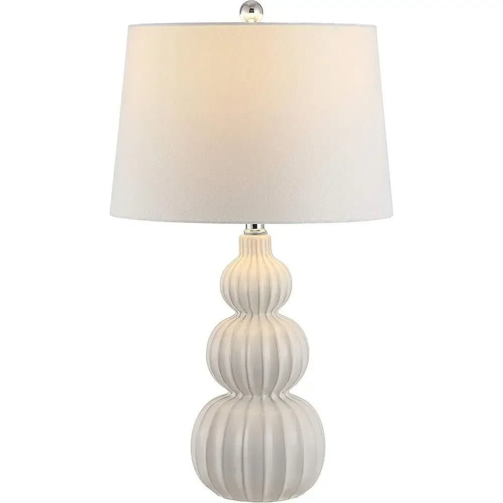 Triple Gourd LED Desk Lamp with White Shade, 26-inch, for Bedroom, Living Room, Home Office, Nightstand (Bulb Included)