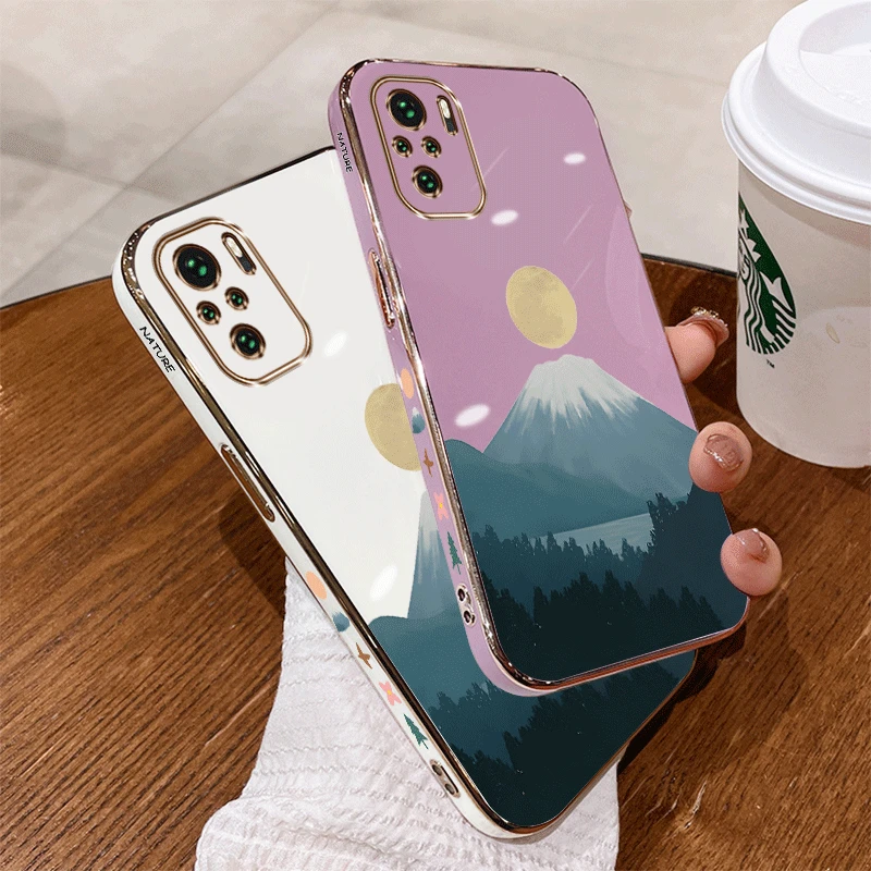 N ote 10 Lunar Volcano Luxury Plating Phone Case For Xiaomi Redmi Note 10Pro 10 10S 10T 11 11S 11Pro 11EPro 12 12S 12Pro Cover