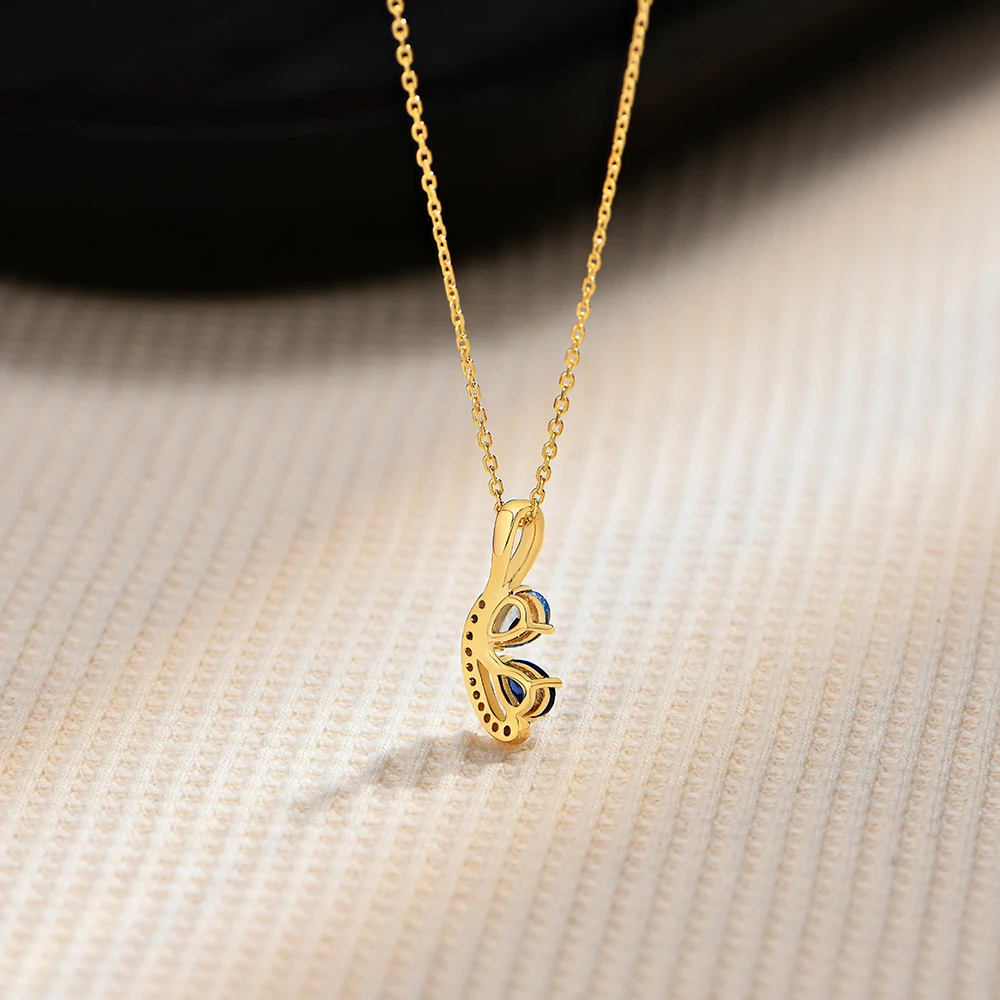 Women's 925 Silver Teardrop Sapphire Necklace, Elegant Gift