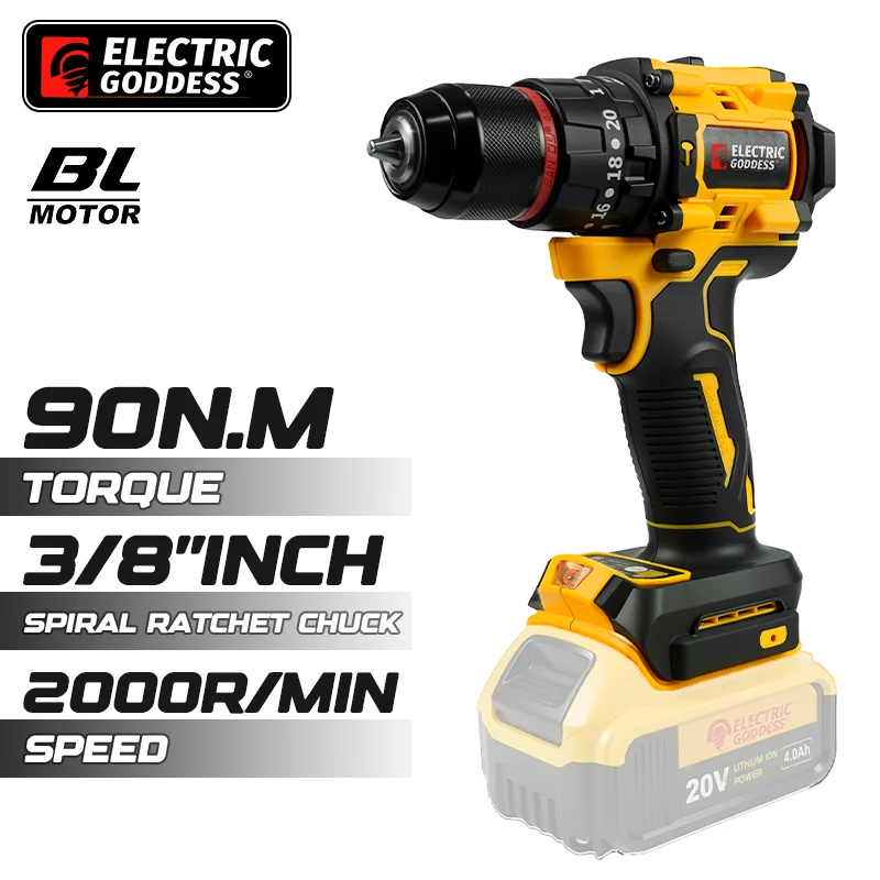 Brushless Compact Electric Screwdriver Lithium-ion Hand Drill Impact Drill Power Tool for Dewalt 20v Battery Pin