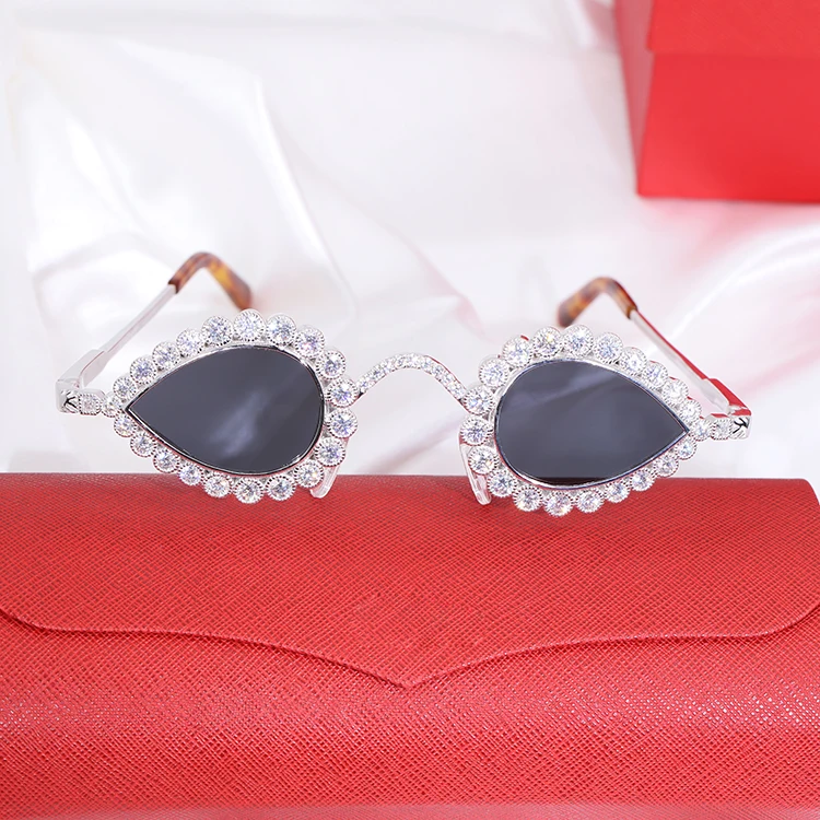 Custom Pear Glasses Hip Hop Iced Out D/VVS Moissanite Glasses S925 Silver Passed Diamond Tester Gold Plated Men Sunglasses