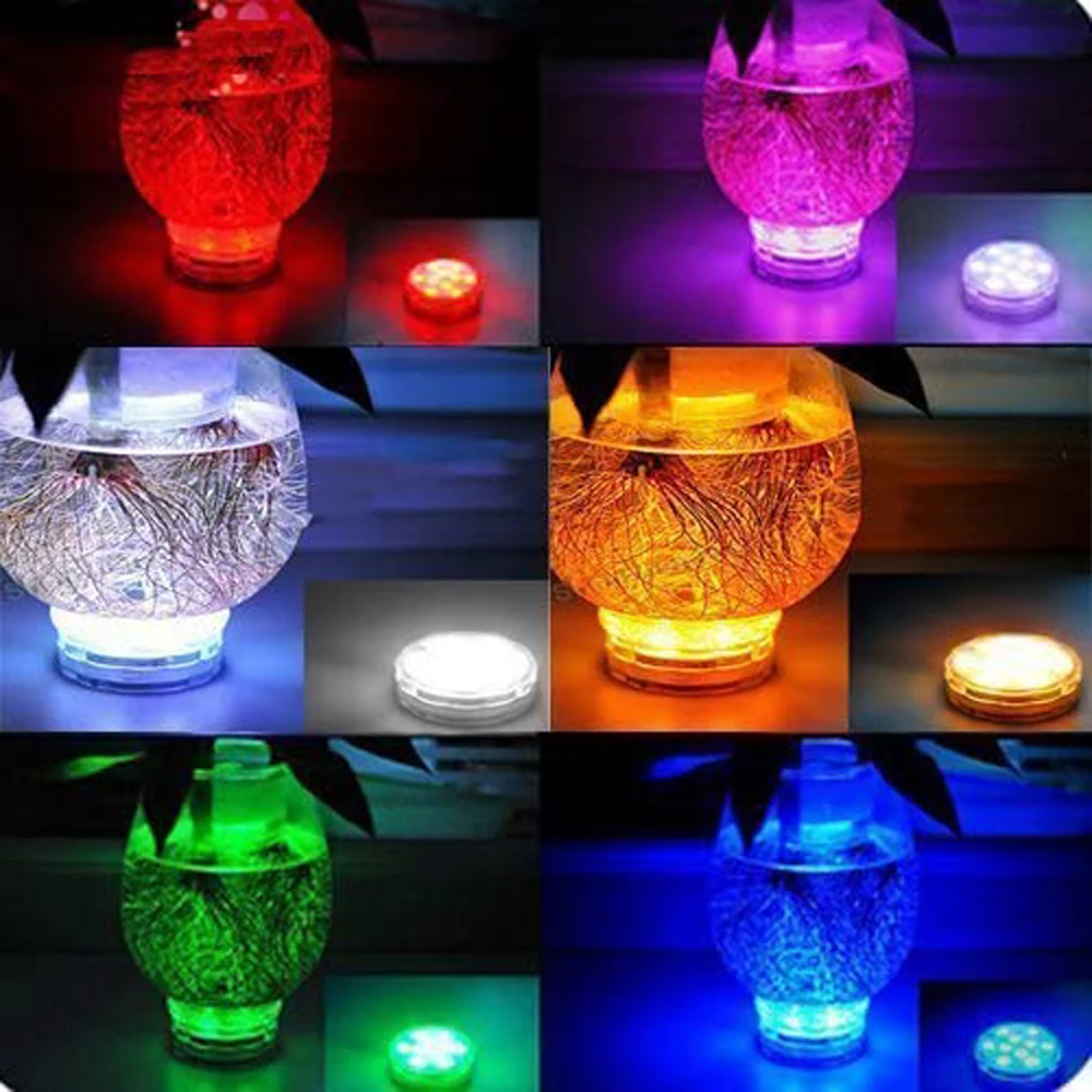 10 Led Dompelpompen Lights Remote Controlled Rgb Batterij Aangedreven Onderwater Night Lamp Voor Tuin Zwembad Vaas Kom Party Decoratie