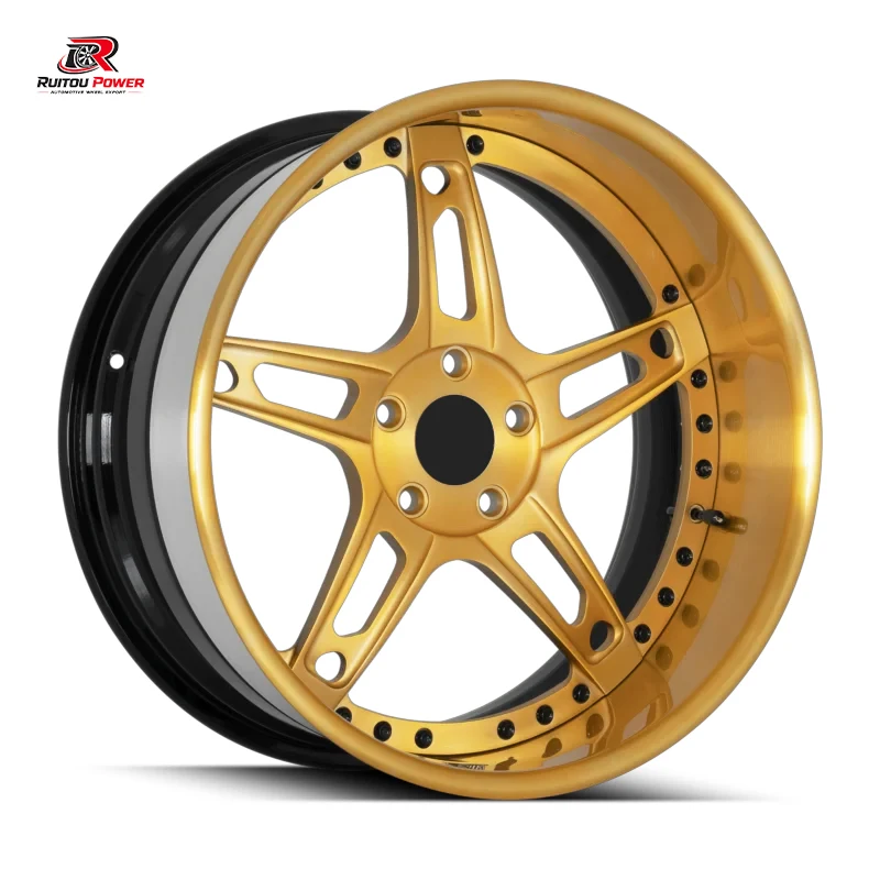 Custom Forged Wheels 5x114.3 5x120 17-24 Gold Black 5 Spoke Rivet Rims For BMW For Mercedes For Audi For Porsche