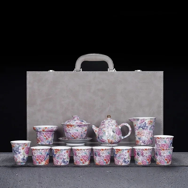 Light luxury teapot cover bowl teacup new tea set souvenir