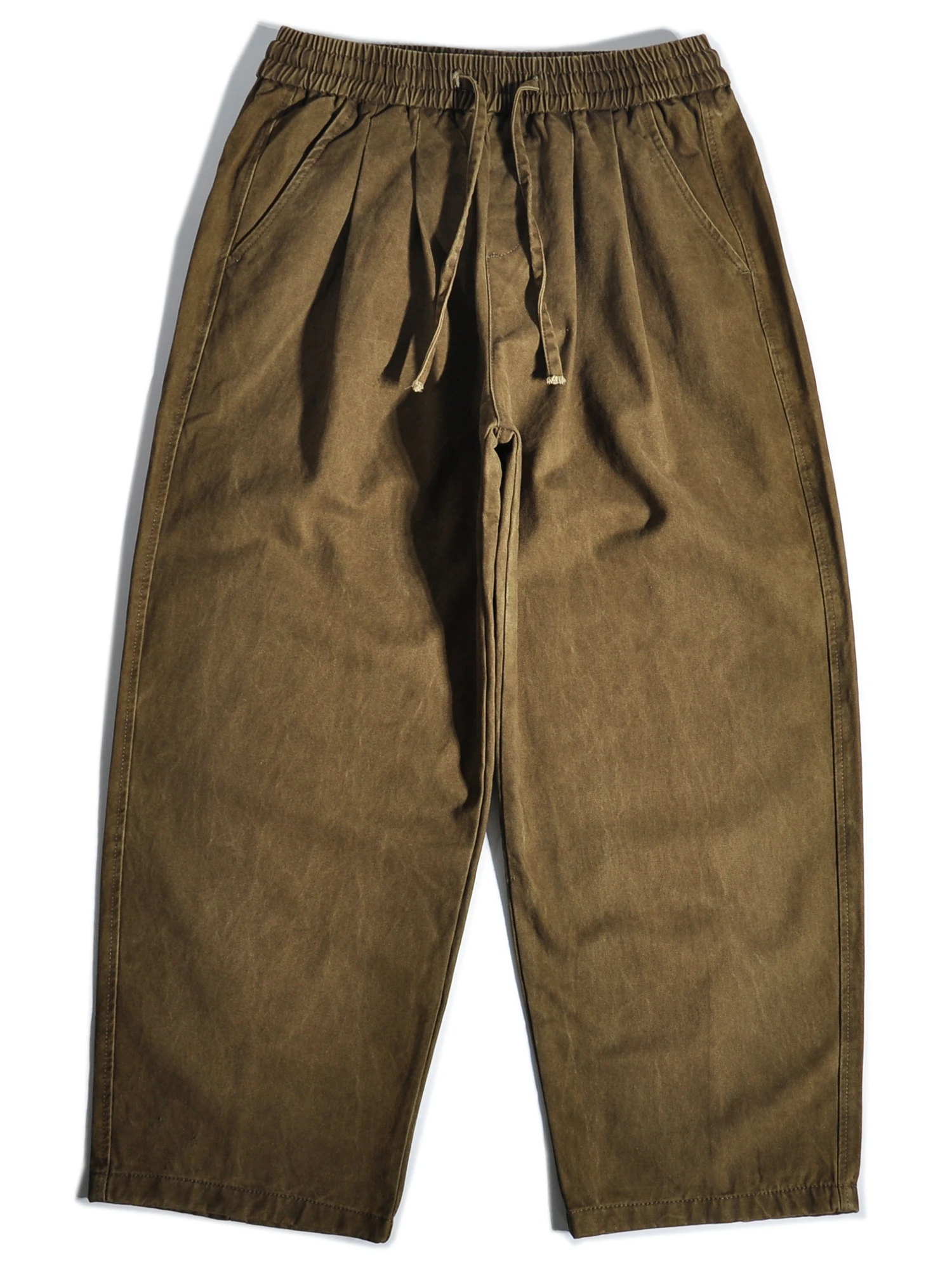 

American Retro Chino Work Pants Men's Loose Straight Cut Harlan Casual Trousers Double Pleat Wide Leg Cotton Casual Trousers