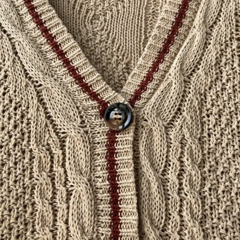 Autumn Leaves Knitted Cardigan Women Red Maple Leaf Embroidered Oversized Cardigan Folklore Girl Fall Winter Low V-neck Sweater