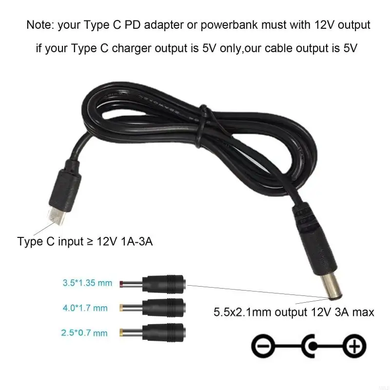 A9LF 4IN1 Type C USB C PD ~ 12V 전원 공급 장치 케이블 무선 라우터 스피커 DVR