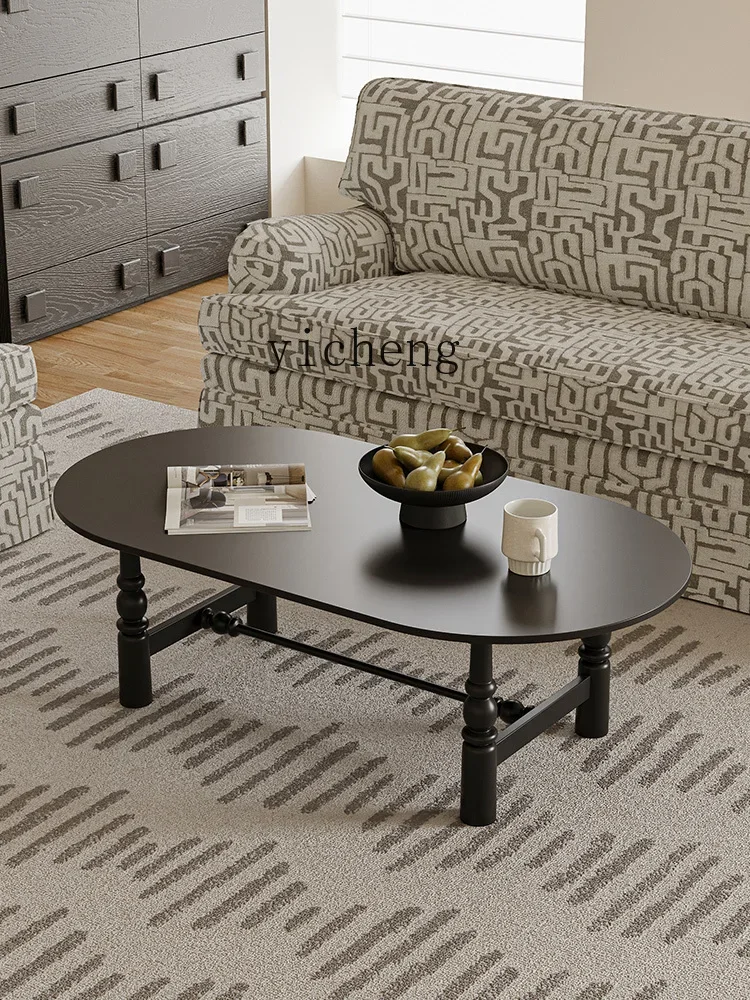 

JJ medieval all-solid wood coffee table American retro tea table oval small table