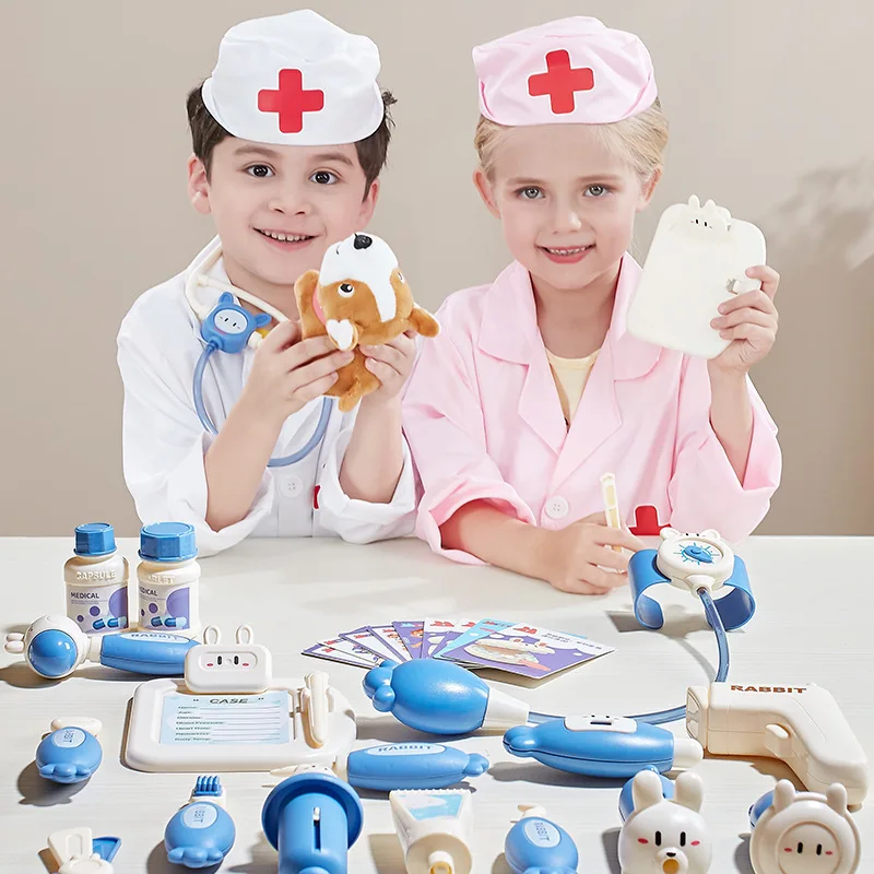 Nana Rabbit-equipo médico y conjunto familiar para niños, estetoscopio de inyección de enfermera, juego interactivo para interiores, regalo de juguete para bebés