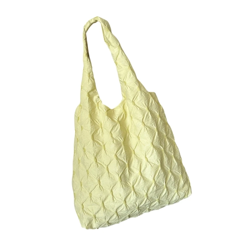 Pleated Checkered Shoulder Bag Large Office Underarm Bags Casual Handbag