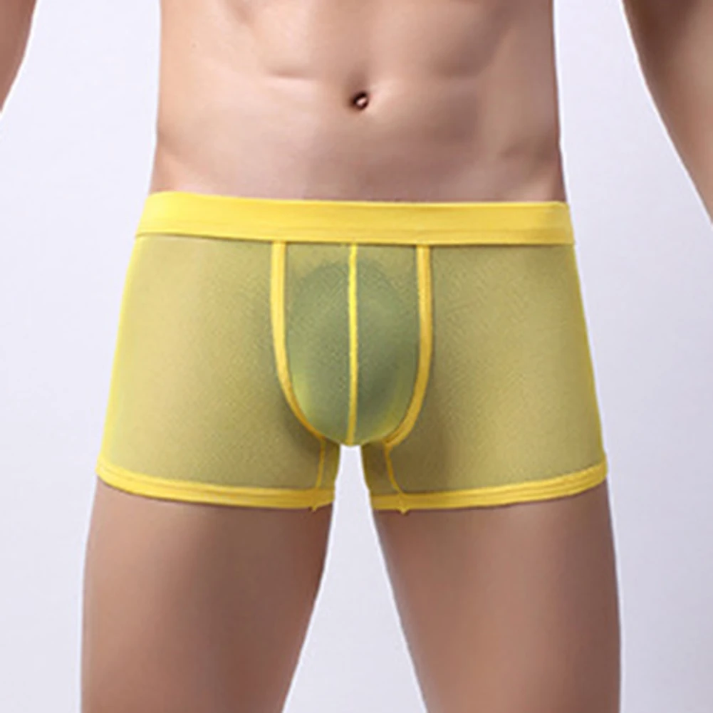 Calzoncillos de malla Sexy para hombre, bragas ultrafinas sin costuras, bóxer de cintura media, lencería transparente, ropa interior transparente