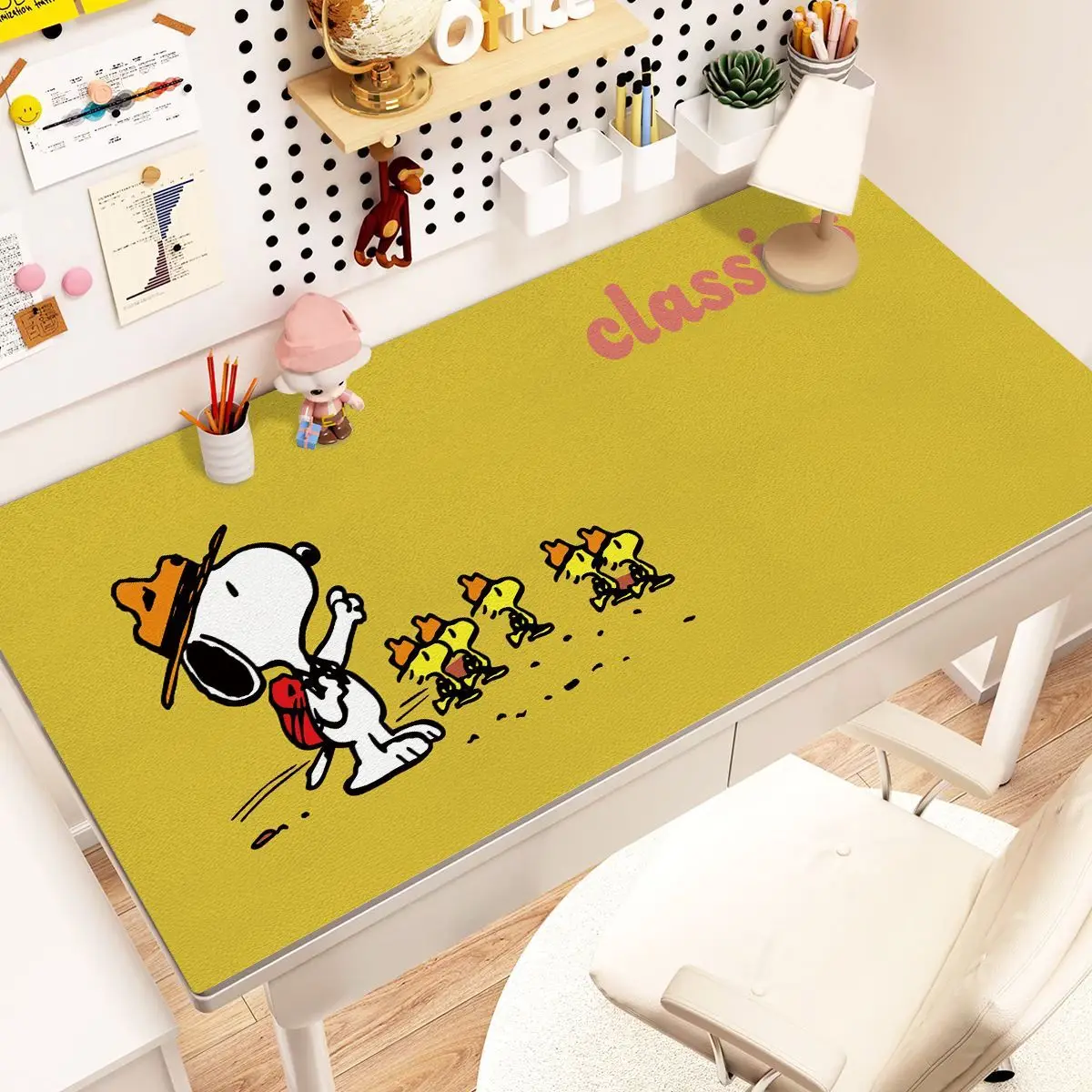 Cartoon Mouse Pad Cute S-Snoopy Leather Mouse Pad Extra Large Cute Pie Star Mouse Pad Pink Keyboard Pad PU Office Y2K Desk Pad view 5