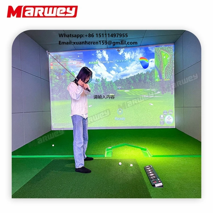 Marwey Professional Indoor Amusement Simulation Golf Game Machine Interactive Projection Golf Simulator Machine for Sports Park