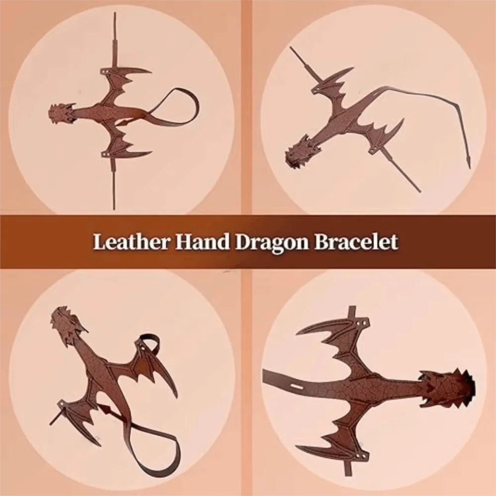 Braided Design Dragon Glove PU Leather Adjustable Length Leather Bracelet Retro Style Wristband Wrap Hand Dragon Mittens