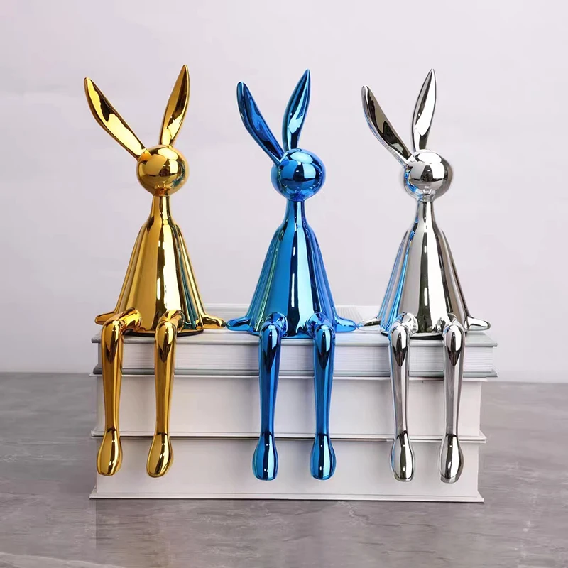 Nordic Home Dekorieren Figuren für Innen Geschenk Kaninchen Statue Weihnachten Zimmer Dekor Abstrakte Kunst Studie Skulptur Schreibtisch Geschenk