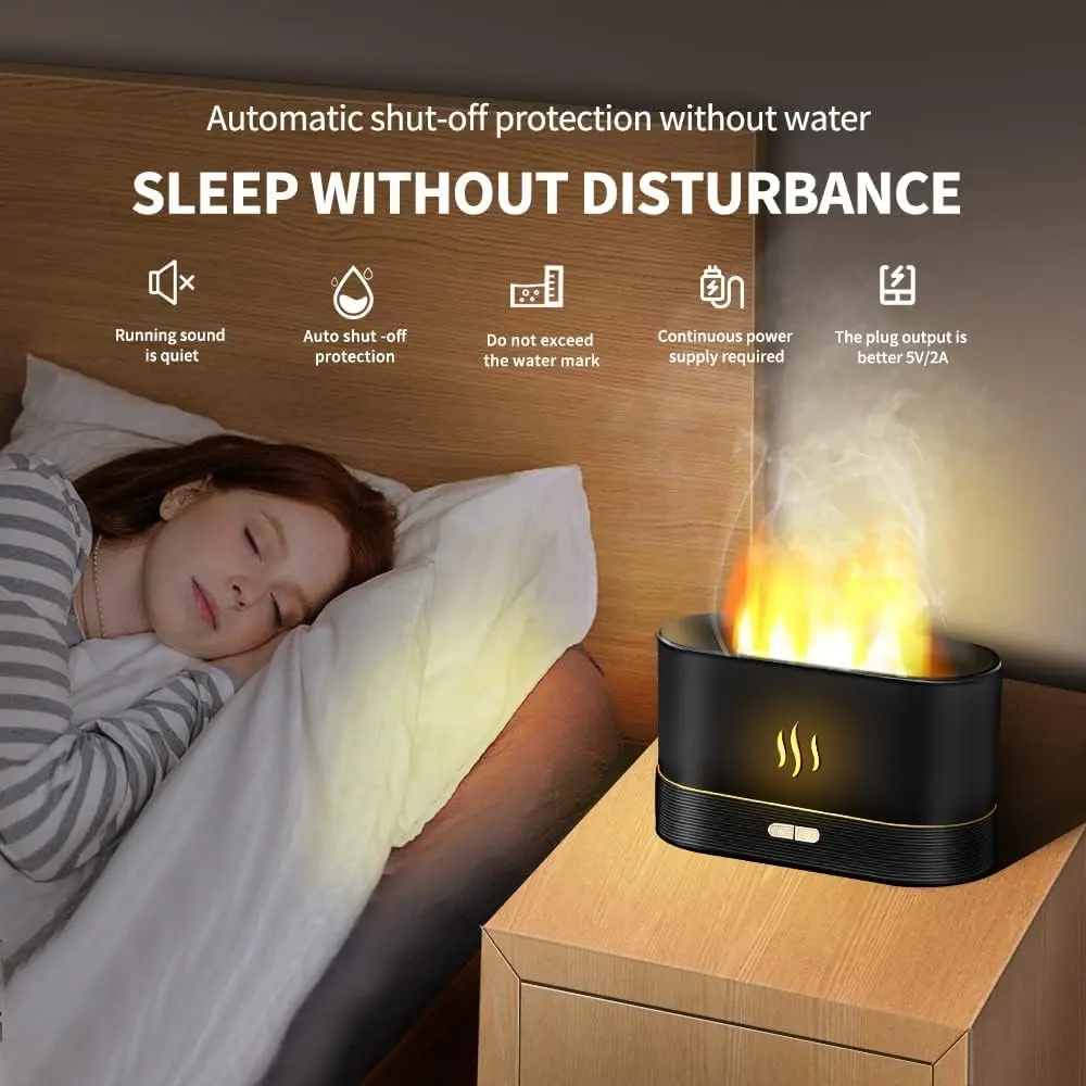 Humidificateur à effet de flamme coloré pour spa et maison, diffuseur d'aromathérapie avec protection sans eau et arrêt automatique, 7 documents