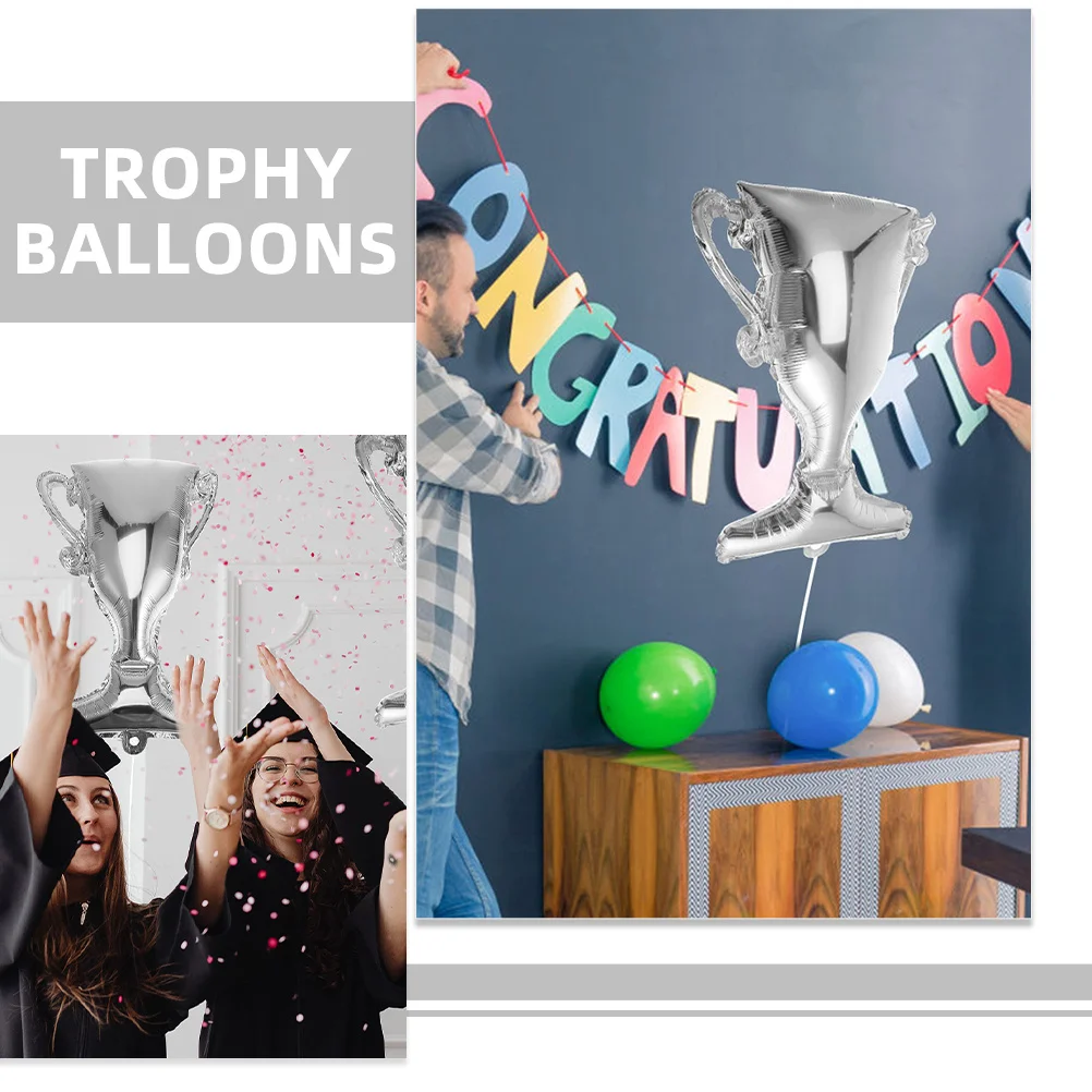 

4pcs Trophy Balloon Aluminum Foil Graduation Party Decoration Supplies Grad Party Foil Balloon Sports Games Congrats Balloons