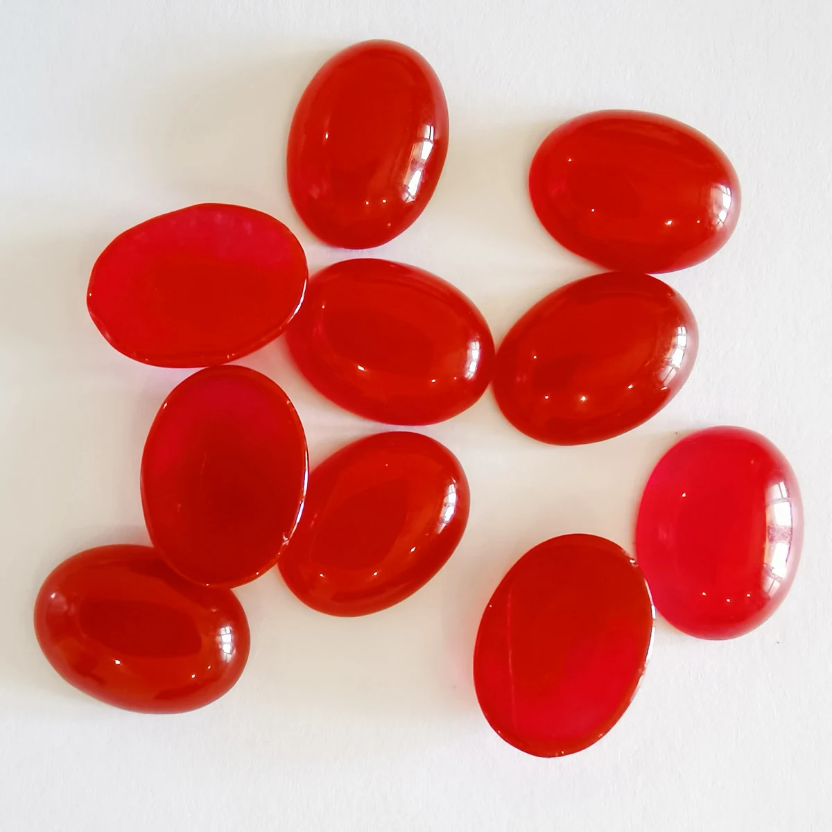 16x12MM Natural Red Jade Stone Beads GEM Oval CAB Cabochon Jewelry Making 10PCS H389