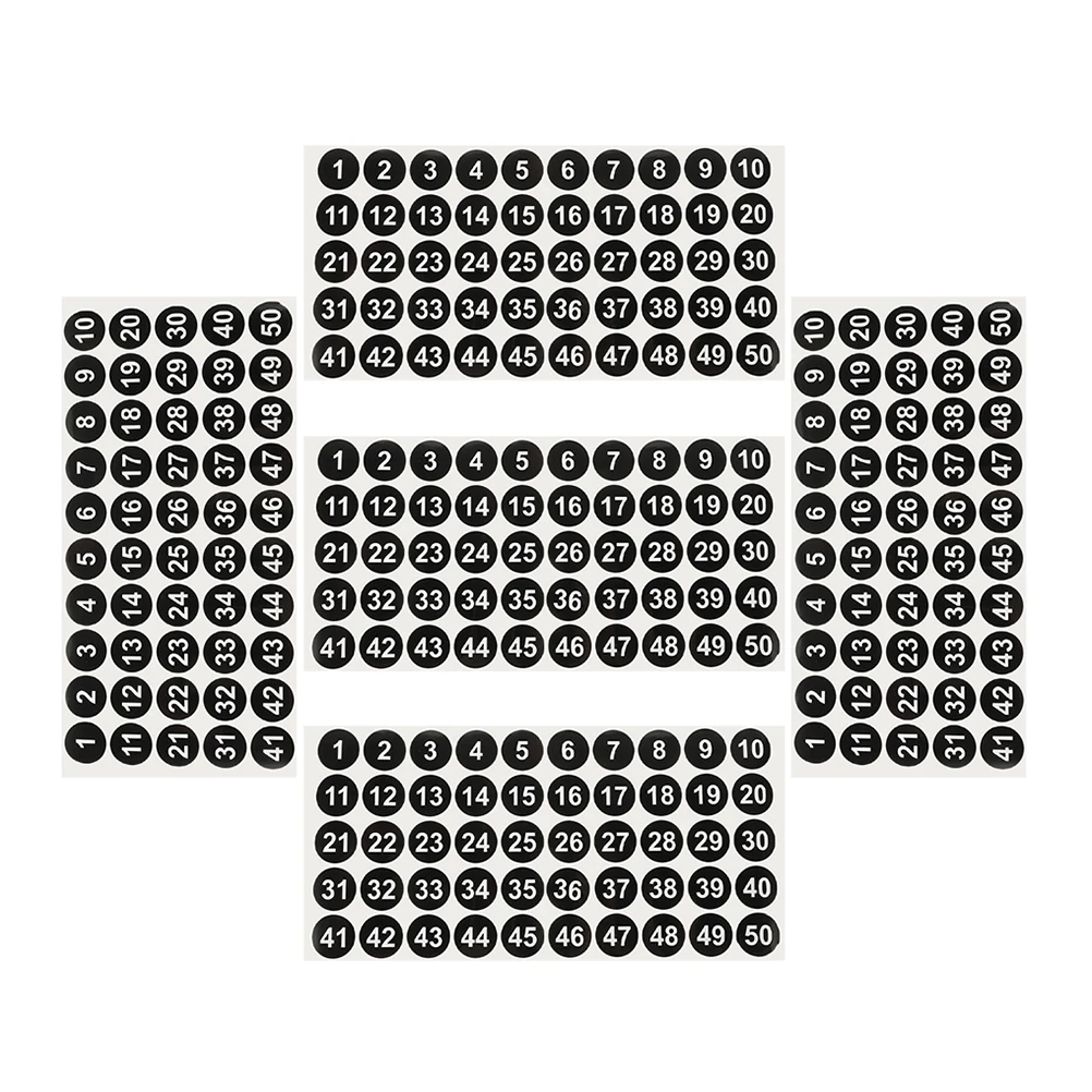 

250 Circular Number Labels 1 50 Black 2.54cm Self adhesive Waterproof Stickers Classification Identification Tags Office