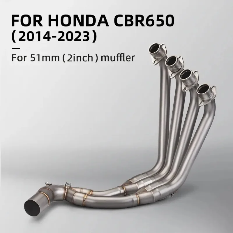 AKRAFLOW Slip On Exhaust Front Link Pipe for Honda CBR650R CB650R CBR650F CB650F 2014-2025 Motorcycle Stainless Steel Modified