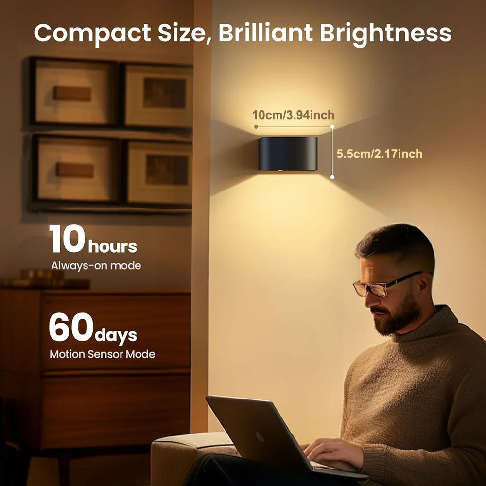 Immagine 5: Luce Notturna LED Intelligente con Sensore di Movimento, Ricaricabile, Magnetica, 3 Colori, Doppio Controllo, Impostazione Timer, Modalità Giorno/Notte