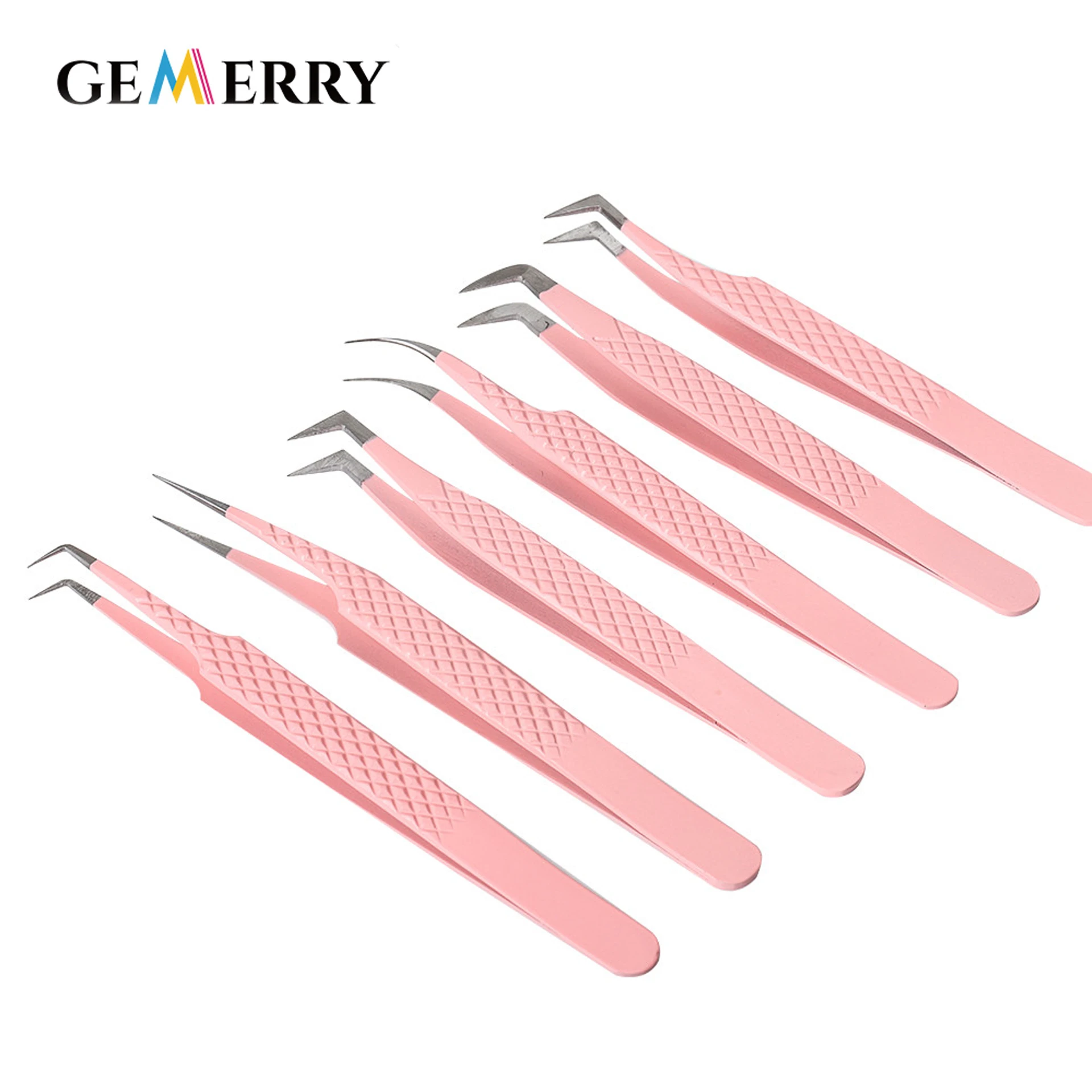 

Gemerry Stainless Steel Eyelash Extension Tweezers Kits Pink Eyelash Tweezers Anti-static Tweezers Eyelash Extension Suppliers