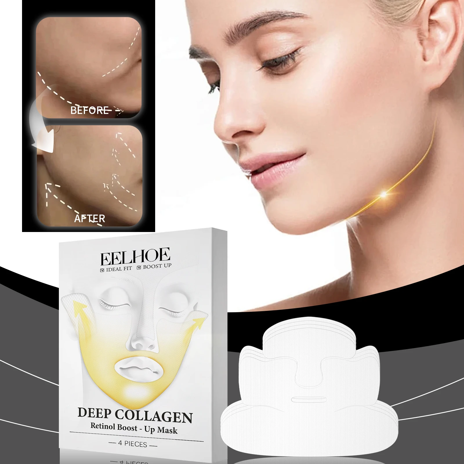 

EELHOE Коллагеновая плотная маска Нежная плотная кожа Натуральная вода Светлый свет Легкий выцветает Маска с тонкой линией