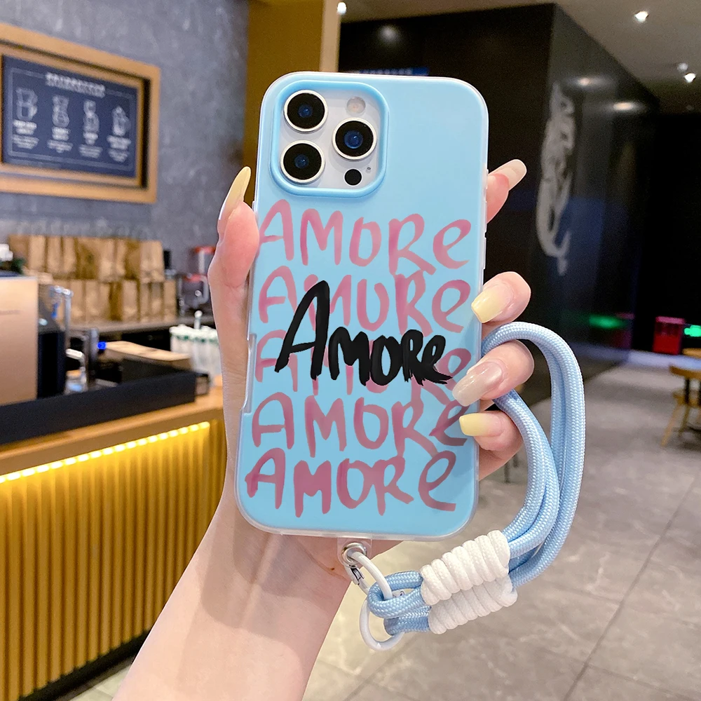 Handschlaufe Niedliche Handyhülle für Redmi Note 14 Pro Plus 5G 14 13 Pro 12 11 10 14C 13C 15C 4G 5G Coquette Amore mit Lanyard-Hülle – Detail 3