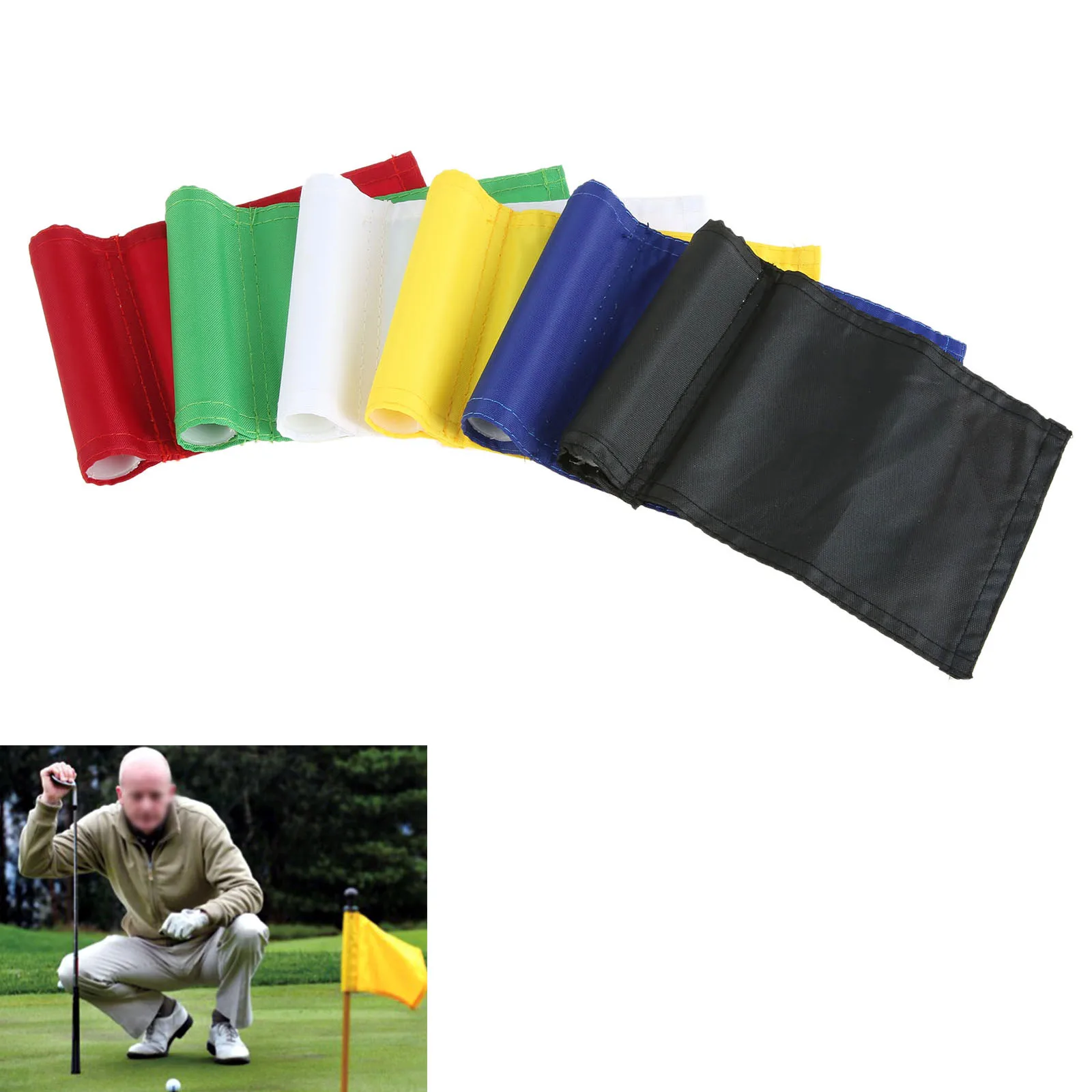 1Pc Nylon Practice Golf Putting Green Flags Markers Backyard Garden Training Symbol Golf Hole Pole Cup Flag Stick 18 x 12cm