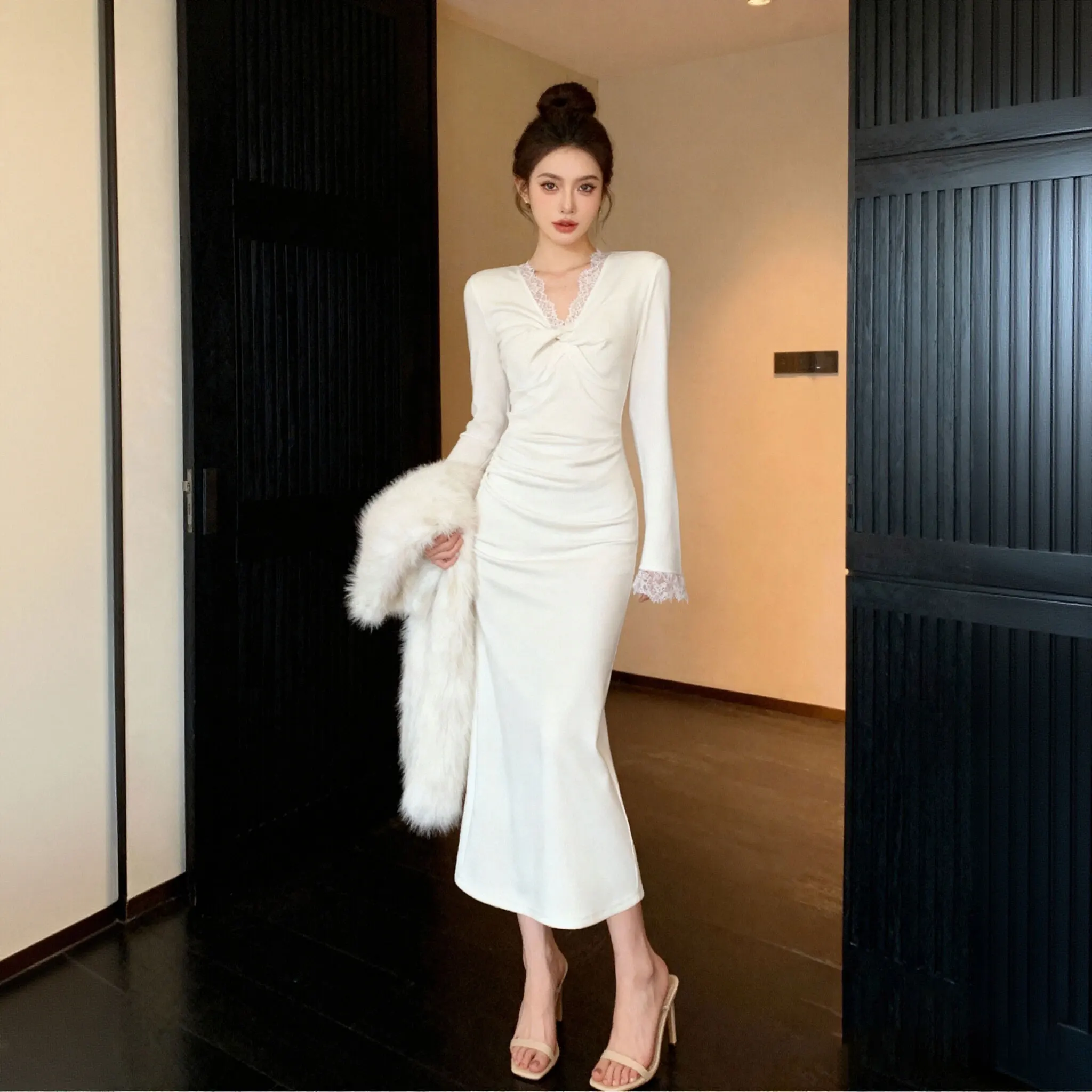 Saia A-Line de Cintura Alta em Tecido de Poliéster, Nova Chegada Primavera Outono, Roupa Íntima Dr. Sli, Camada Base Ele Faionable