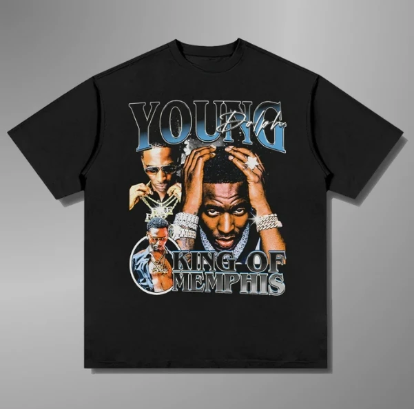 

2025 Summer New YOUNG DOLPH Y2K Top T-shirt Flat Print Large Size Crew Neck Top Short Sleeve Casual Men's and Women's T-shirt