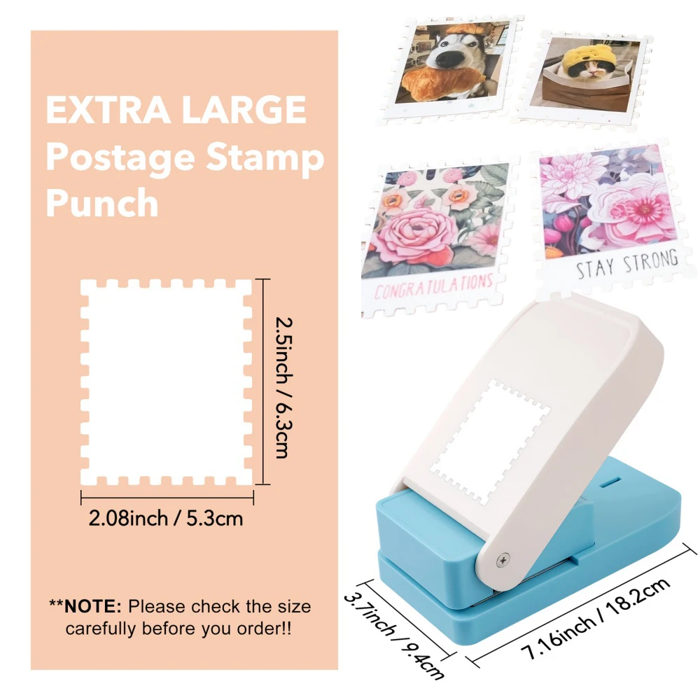 

1Pc 2.5X2.1 Inch Extra Large Postage Stamp Paper Punch Multi-Material Punching Tool for Diy Scrapbooking & Card Making Crafts