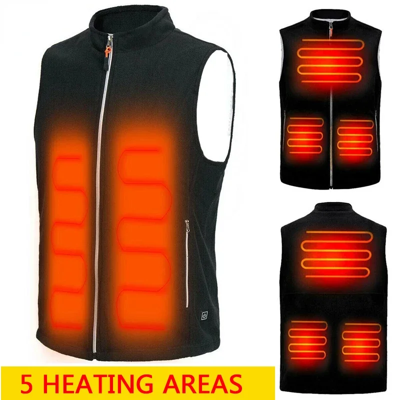 5 Areas Heated Vest men Jackets Women Clothing USB Electric Heating Vests Winter Thermal Warm Hiking Jacket Waistcoat Outdoor