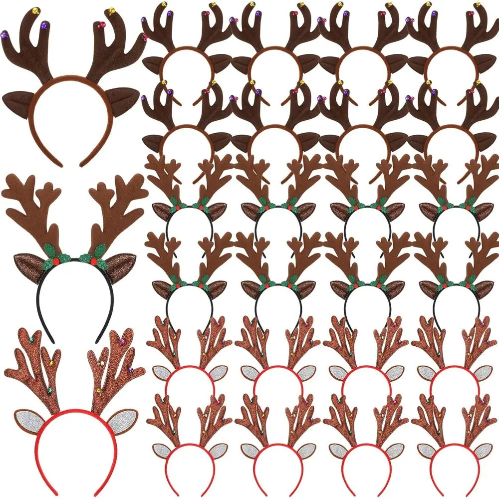 

Рождественские повязки на голову из 24 предметов с рогами оленя и плюшевыми ушками для праздничной вечеринки