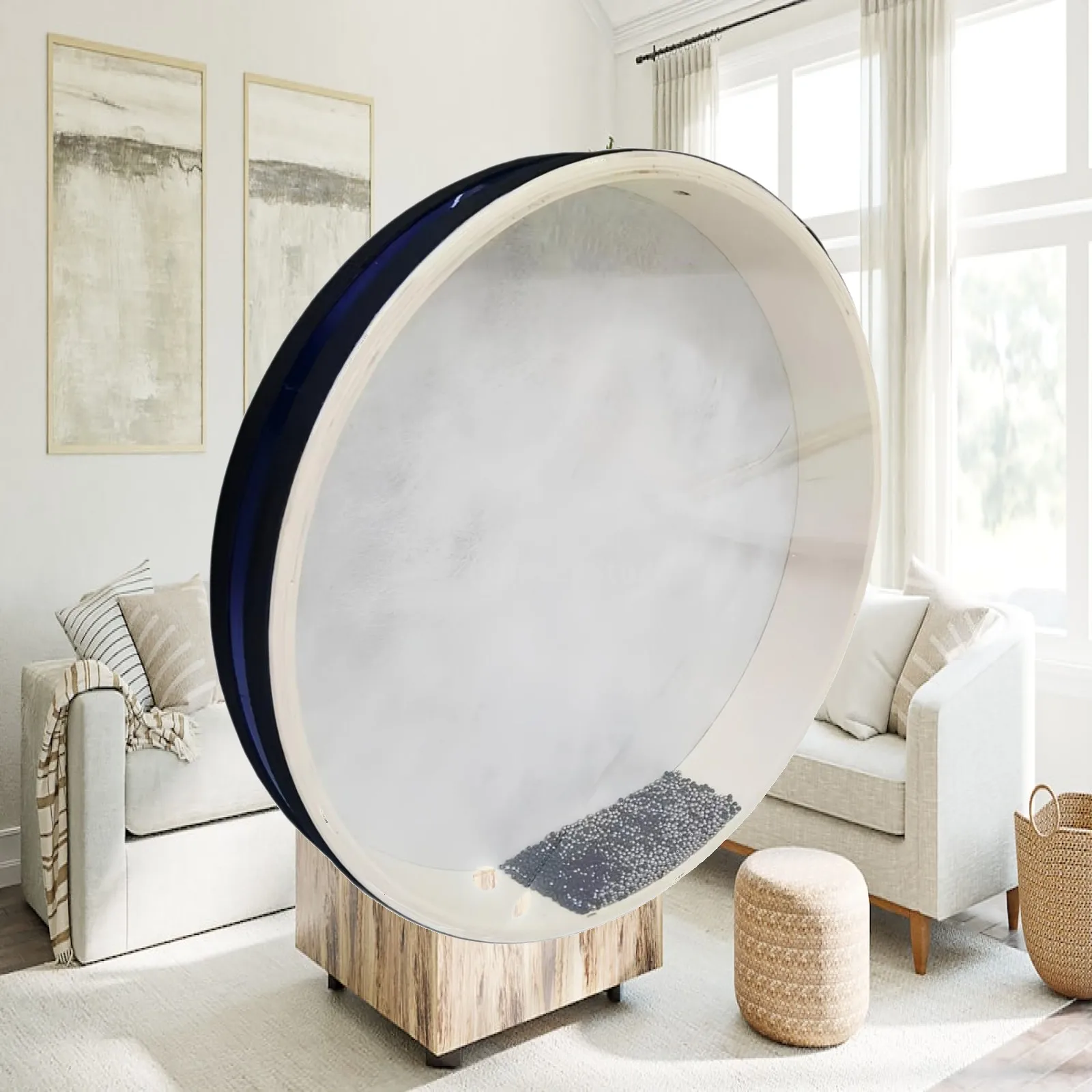 Ocean Drum Wooden Ocean Wave Drum Percussion Instrument Relaxing Lightweight for Percussionists, Classrooms, Studios