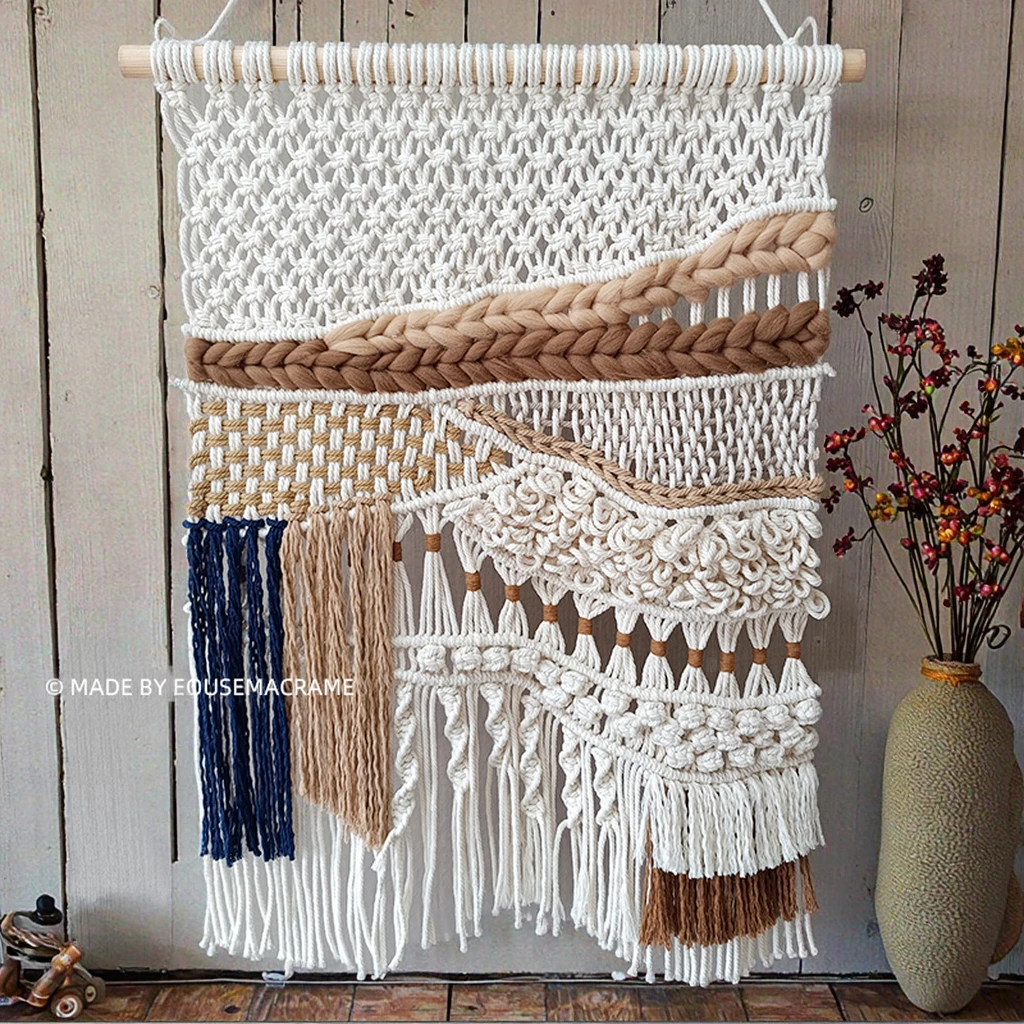 

Customize home decor eco-friendly large boho morocco macrame leaf wall hanging living room macrame wall hanging decor