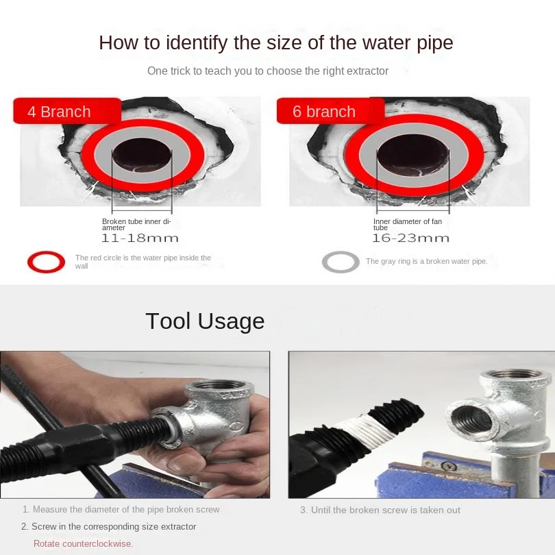 Rubinetto del tubo dell'acqua danneggiato estrattore di viti a doppia testa viti rotte Kit di strumenti per la rimozione dei bulloni per tubi da 11mm /13mm rubinetto della valvola