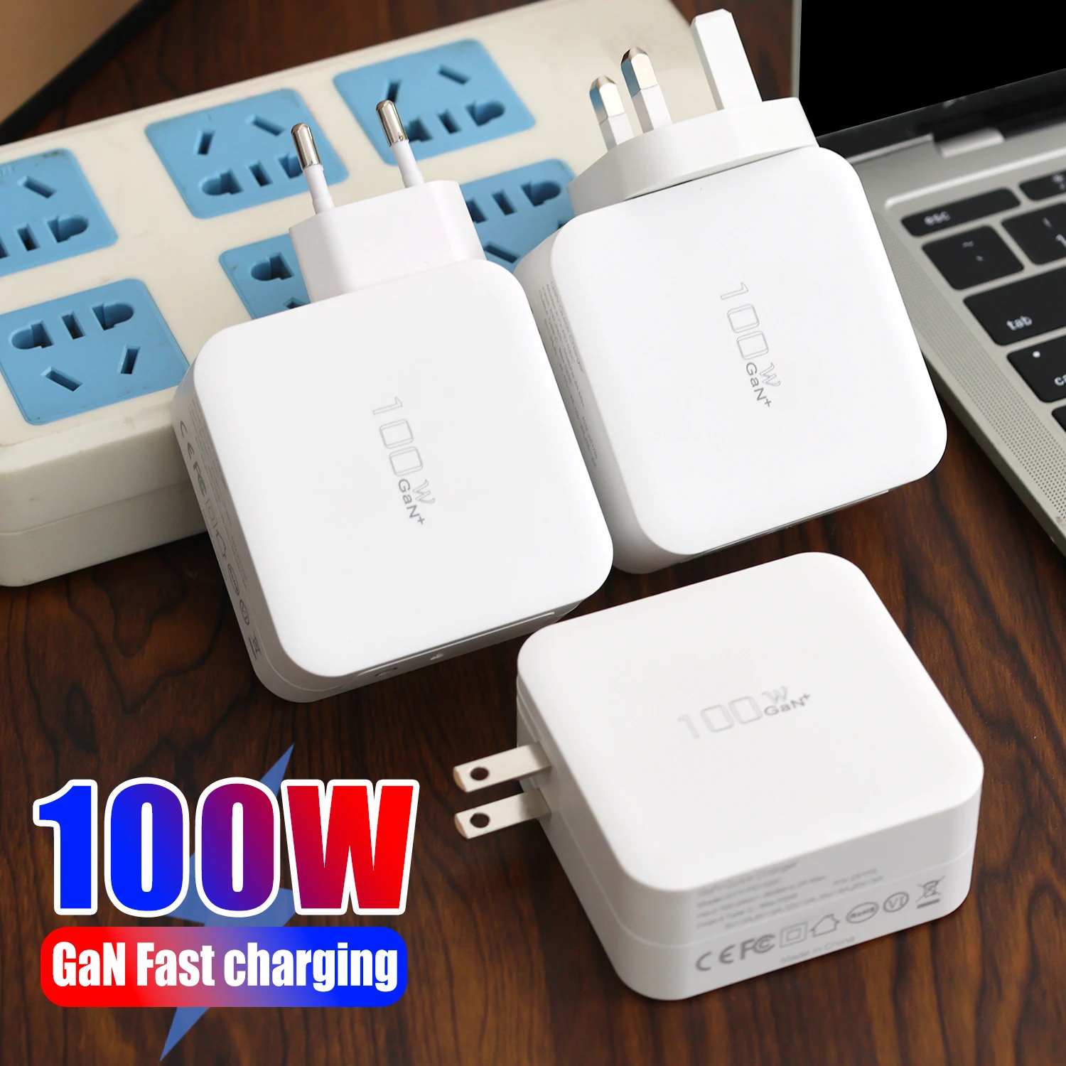 

Адаптер для быстрой зарядки Gan для ЕС/Великобритании/США, 100 Вт, для iPhone, Samsung, Mi, телефона, планшета, ноутбука, зарядные устройства для быстрой зарядки типа C