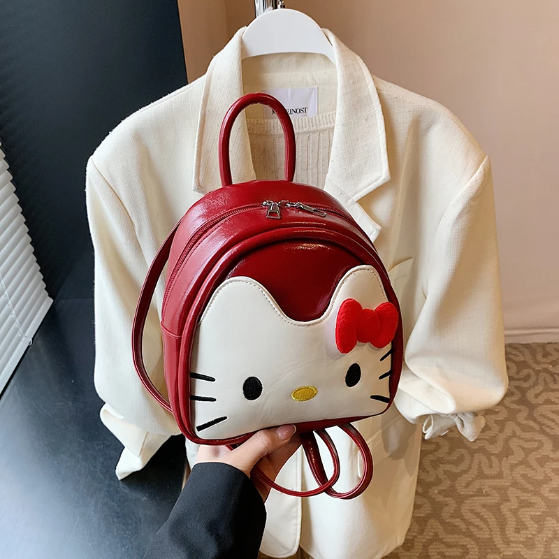 

Рюкзак с милым мультяшным котом для девочек, новинка зимы 2025 года, сумки из искусственной кожи в корейском стиле на молнии, модная универсальная розовая школьная сумка