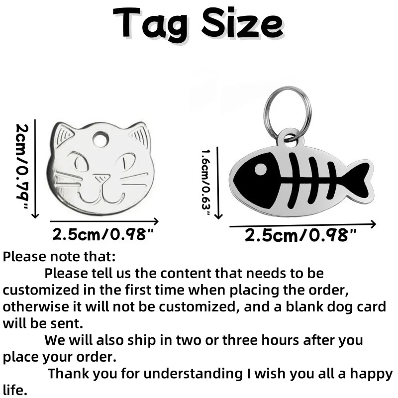 Personalized Dog Tag Pet Engraving Id Name Tag Puppy Nameplate Pendant Anti-Lost Cat Id Tags Fish Decoration Pet Dog Accessories