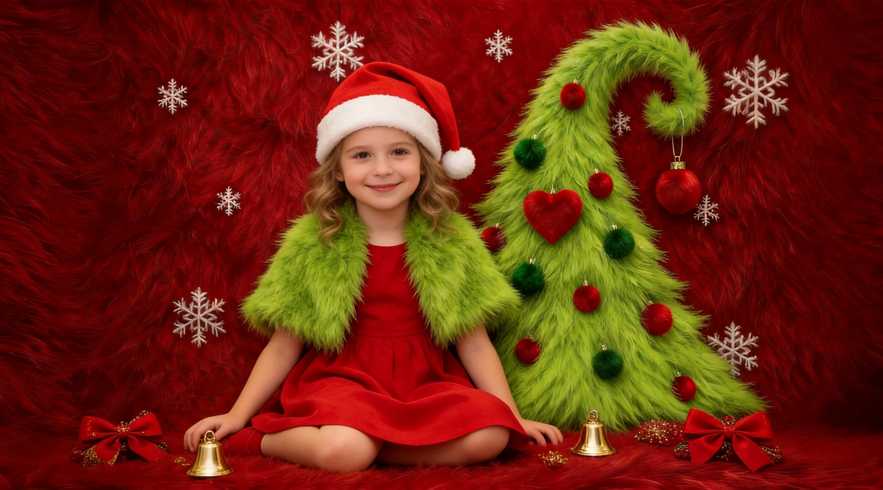 Plush Furry Christmas Tree Velvet Bow Pearl Chain Photography Backdrop For Newborn Baby Xmas Party Photo Background