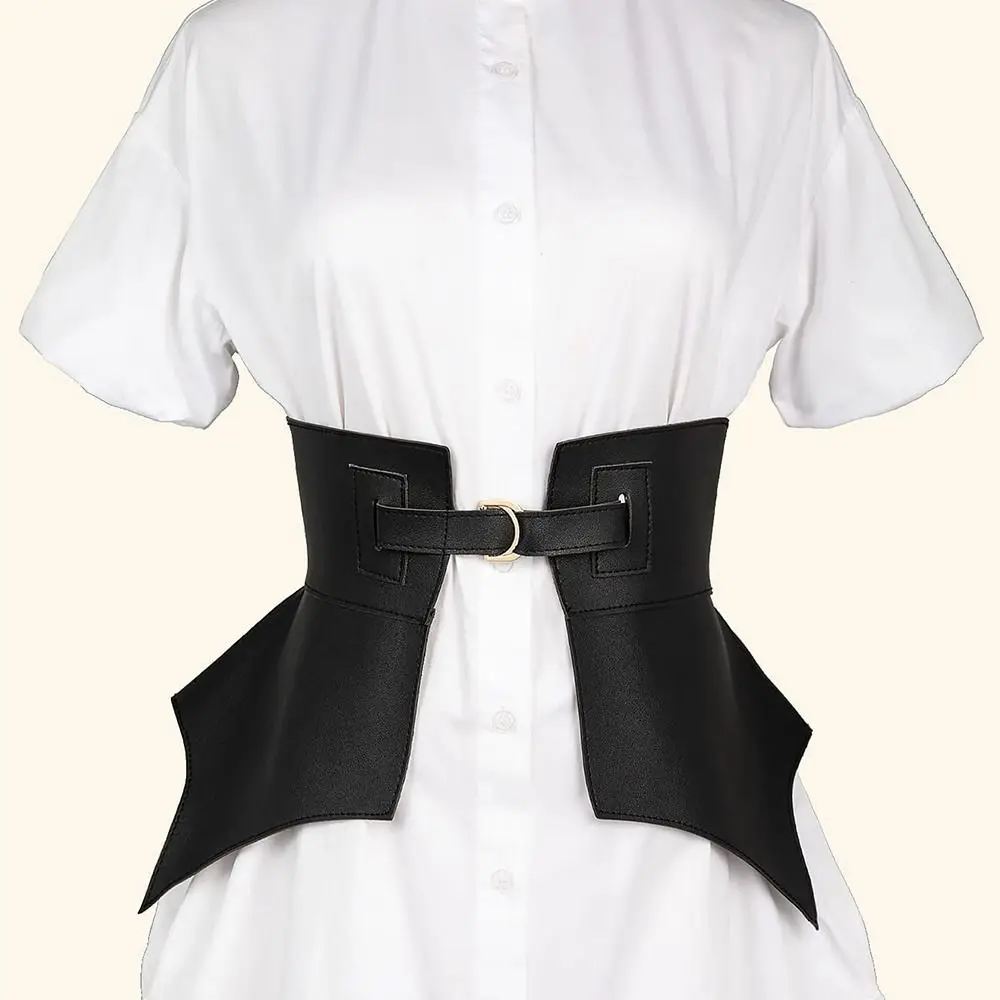 Ceinture longue et large en cuir Pu pour femmes, noir et marron, Irregular, Style Punk, mode automne hiver, Corset