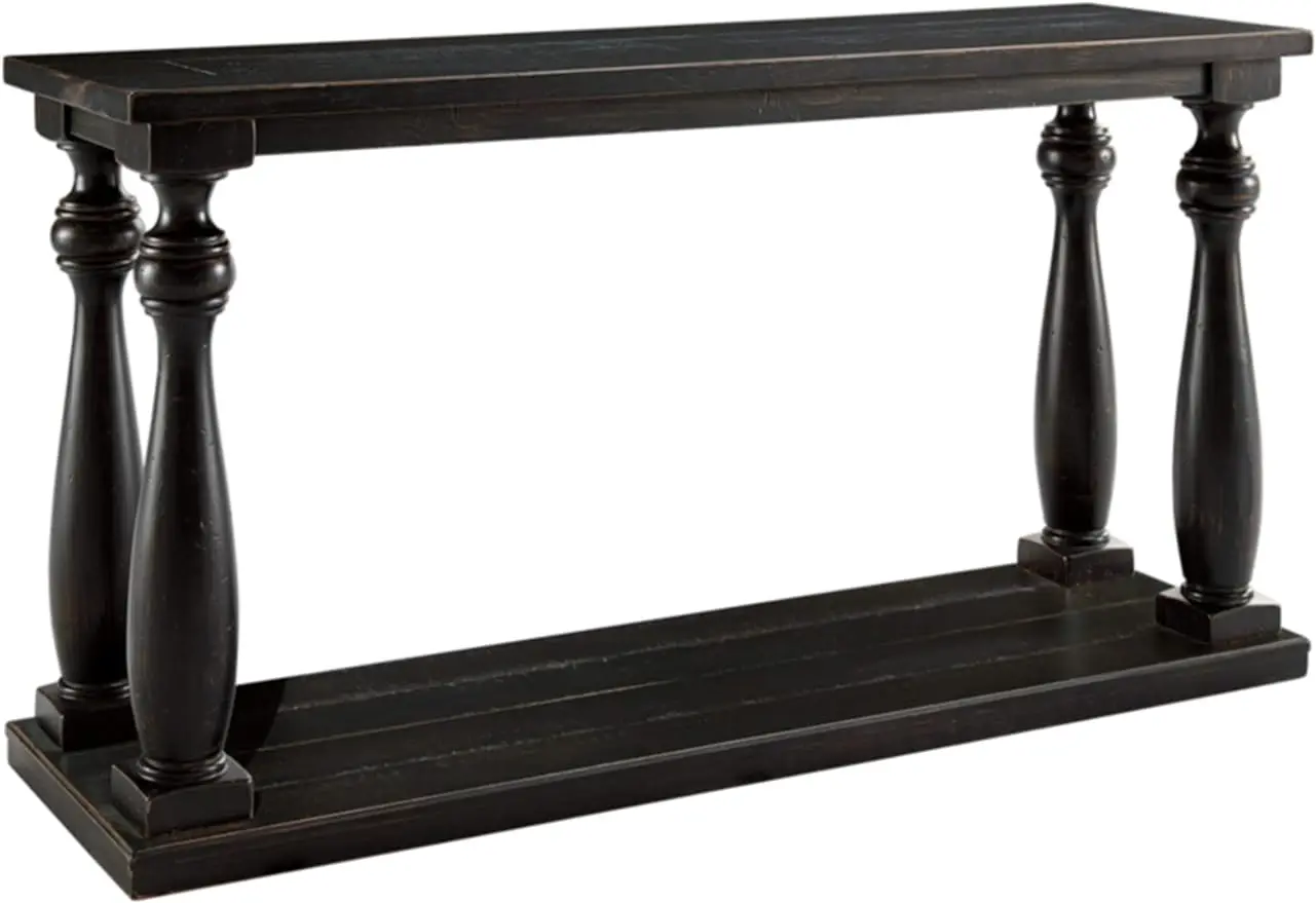 

Rectangular Sofa Table with Floor Shelf, Black Rustic Cottage, Signature Design