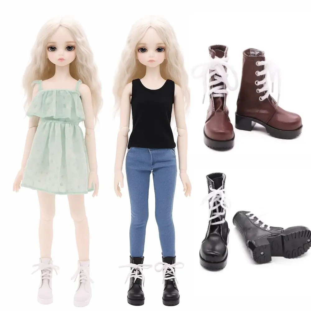 여자아이 선물 레트로 브라운 인형 부츠 캐주얼 가죽 신발 60cm 인형 신발 수제 미니 신발 인형 롱부츠 1/3 BJD 인형