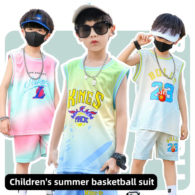 Kids Basketball Jersey Suits Quick-drying Fashionable Children Team Training Uniform Boy and Girls Shirt Sportswear Clothings