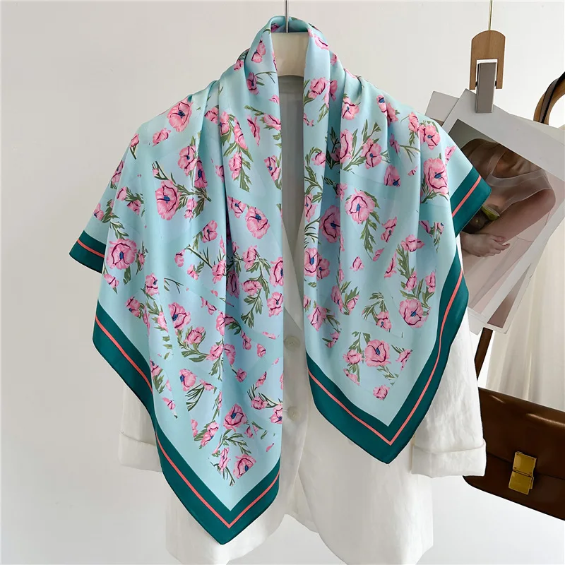 Luxus Frauen 94x90CM Neue Twill Satin Großen Quadratischen Schal Schal Mode Gedruckt Design Sommer Hohe Qualität Damen sonnencreme Schals