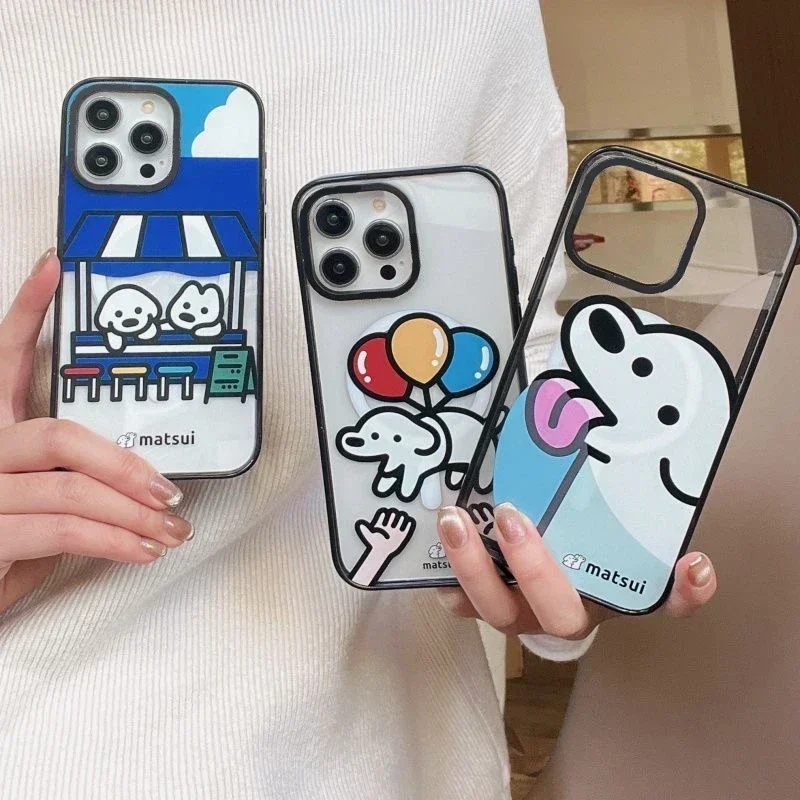 Cute Dog Friend 2.0 Acrylic Black Border iPhone 12 13 14 15 16 Pro Max Case - Protective iPhone Case with MagSafe